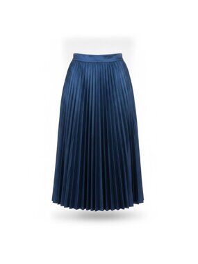 Zara Womens Navy Polyester Pleated Maxi Skirt Size M